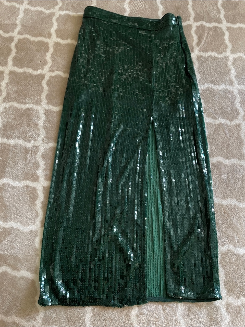 H&M Emerald Green Sequin Midi Skirt
